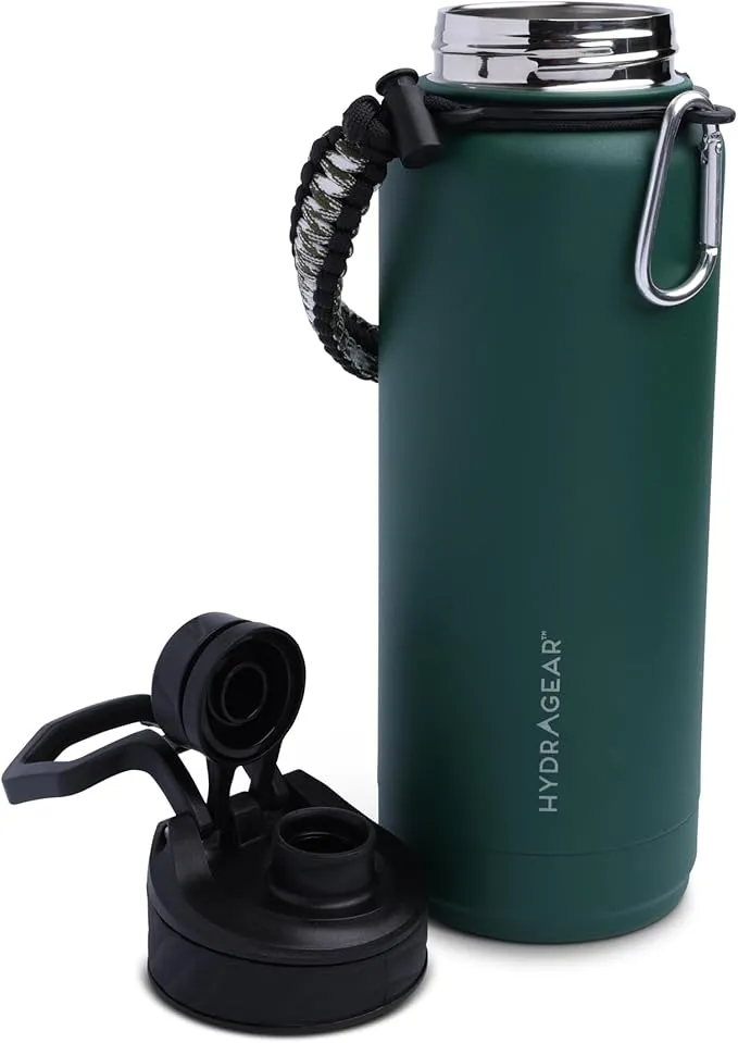 Zenith Chugger Stainless Steel Bottle with Carabiner, Compass, Signal Whistle, and Fire Starter - 40 Oz - Rosemary Powder Coat