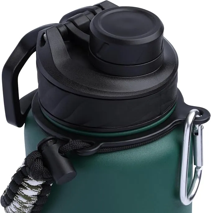 Zenith Chugger Stainless Steel Bottle with Carabiner, Compass, Signal Whistle, and Fire Starter - 40 Oz - Rosemary Powder Coat