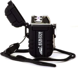 ZeuX Electric Plasma Lighter, USB Rechargeable Windproof Waterproof Dual Arc Lighter with Lanyard for Survival/Outdoor/Camping Adventures (Black)