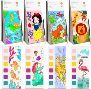 ZHOC Paint with Water Coloring Books for Kids, Pocket Mess Free Watercolor Painting Sets for Kids Ages 3 4 5 6 7 8 , Water Color Paint Set Arts and Crafts Gift for Boys Girls, 4 Pack
