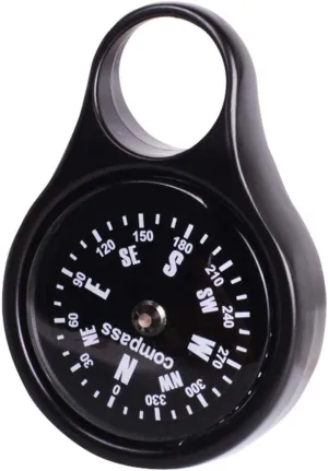 Zinc Alloy Buckle Compass for Mountaineering, Camping, and Hiking, Waterproof, Shockproof, Portable with Hanging Carabiner