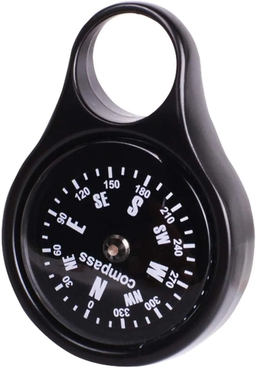Zinc Alloy Buckle Compass for Mountaineering, Camping, and Hiking, Waterproof, Shockproof, Portable with Hanging Carabiner