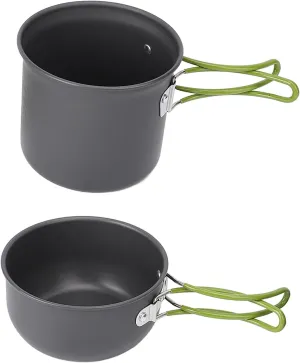 ZJchao Aluminum Alloy Camp Cooking Set Pot Spoon Fork Kit Camping Cookware Mess Kit with Carry Bag for Outdoor Picnics Hiking