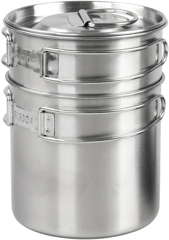 ZJchao Camping Pot, Camping Cooking Mess Kit Outdoor Cookware Camping Cookware Camping Essentials Camping Cups and Mugs Pot for Hiking Camping