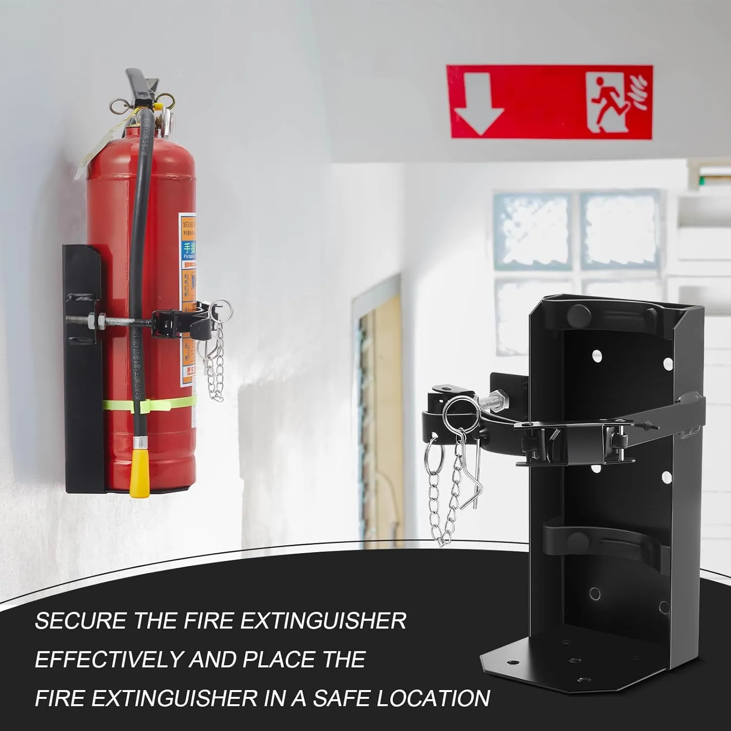 Zonon 1 Pcs Heavy Duty Fire Extinguisher Bracket Metal Fire Extinguisher Holder Wall Mount for Home Car Truck, Mini, Small, and Medium Sized, Black (Fits 10lb Extinguisher)