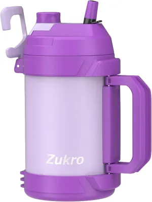 Zukro 1 Gallon Water Jug, One Gallon Large Triple Wall Insulated Metal Jug With Straw and Spout, No Sweat 128 oz Stainless Steel Sport Water Bottle Keeps Cold 48 Hours for Outdoors, Lavender