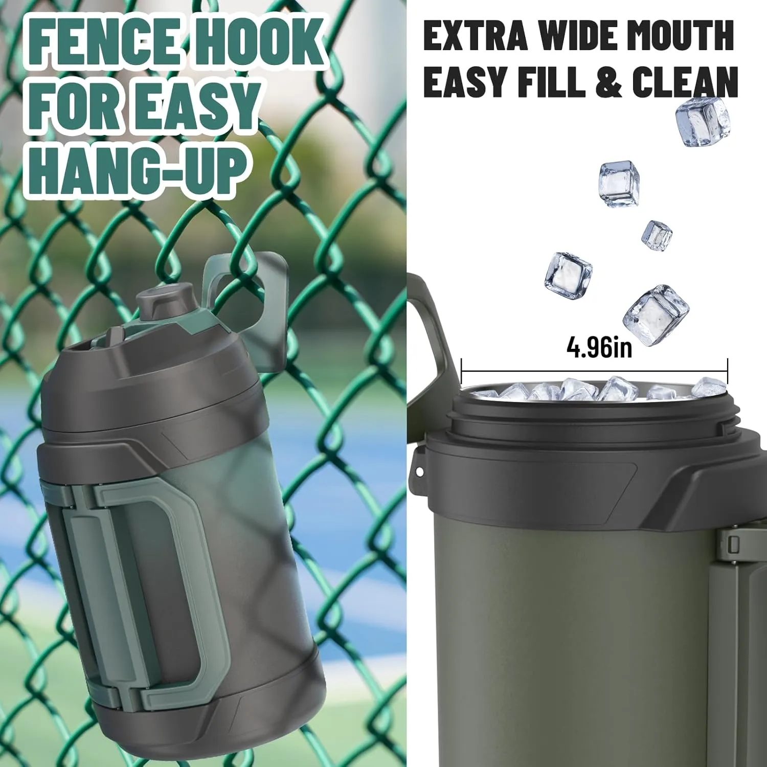 Zukro 1 Gallon Water Jug, One Gallon Large Triple Wall Insulated Metal Jug With Straw and Spout, No Sweat 128 oz Stainless Steel Sport Water Bottle Keeps Cold 48 Hours for Outdoors, Lavender
